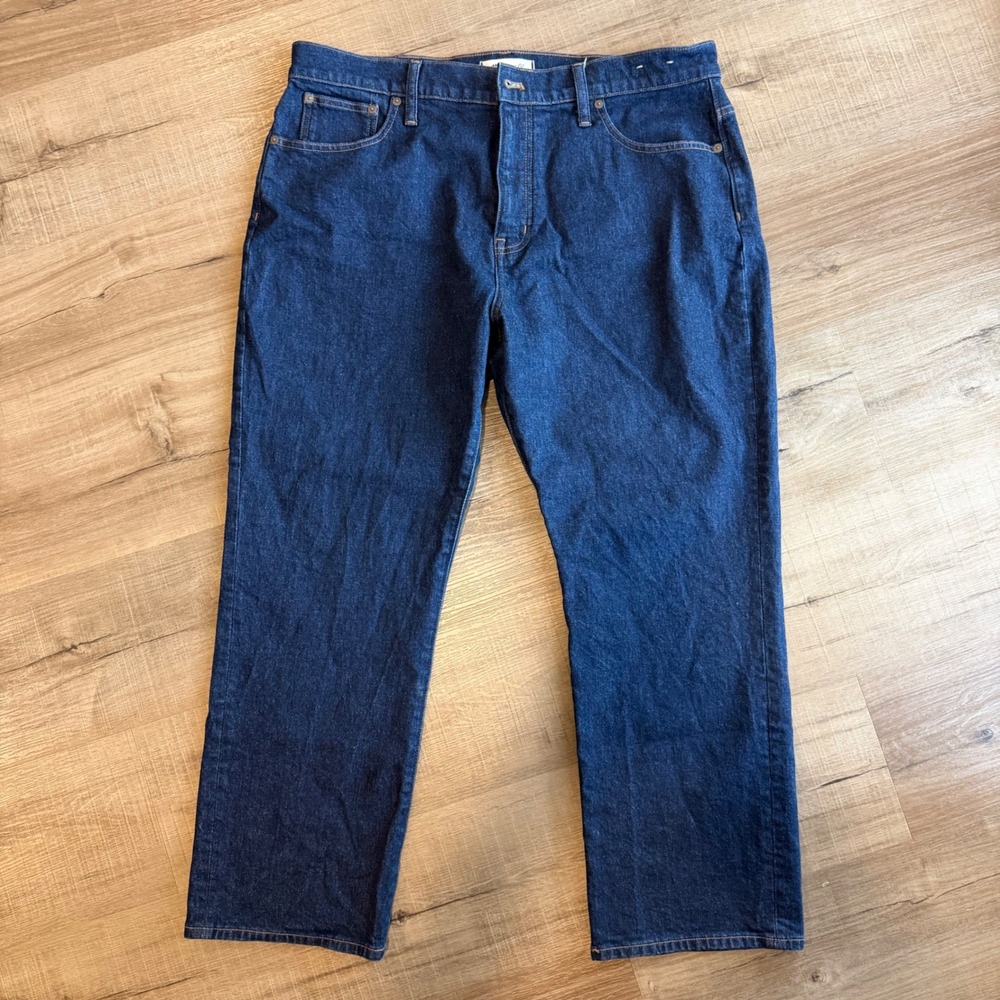 Madewell 90s Straight Leg Jeans Dark Wash Indigo Petite 33P DM7103 High Rise